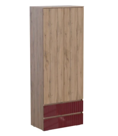 Шкаф двухстворчатый с ящиками Ливерпуль, вотан/бордо глянец 