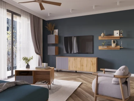 Модульная гостиная Ливерпуль, вотан/графит софт  